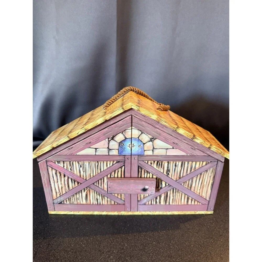 VTG 2005 Hallmark Nativity Manger Crèche 7 Wooden Pieces Carry Case Christmas
